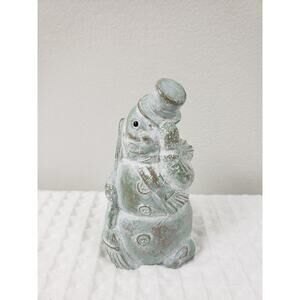 (F5) VTG 1998 Isabel Bloom Signd Stone Carved Snowman Sculpture Figurine Retired